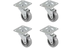 Amig - Pack de 4 Ruedas para Muebles - Con Pletina y Rodamientos - Ø 30 mm - Carga máxima de Rueda: 22 kg - Fabricadas con Goma - Color Gris - Sin Freno