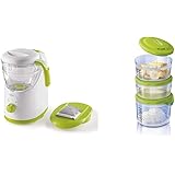 Chicco Easy Meal Cuocipappa, Cottura a Vapore e Omogenizzatore per Pappe Sane e Veloci + Chicco Contenitori PortaPappa System
