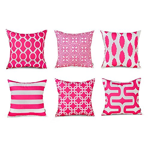 Topfinel Pink Cushion Cover Microfiber Decorative Square Throw Pillow Cases for Sofa Bedroom 16 x 16 Topfinel Pink Cushion Cover Microfiber Decorative Square Throw Pillow Cases for Sofa Bedroom 16 x 16