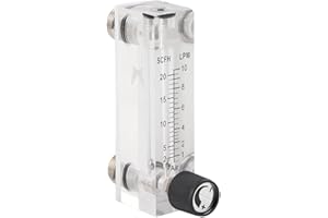 GAROSA Débitmètre de gaz, débitmètre LZM-6T, type de panneau réglable acrylique Testeur de débitmètre de gaz 1~10LPM 1/4 "BSP M18 * 1.5 avec vanne de contrôle pour oxygène air gaz