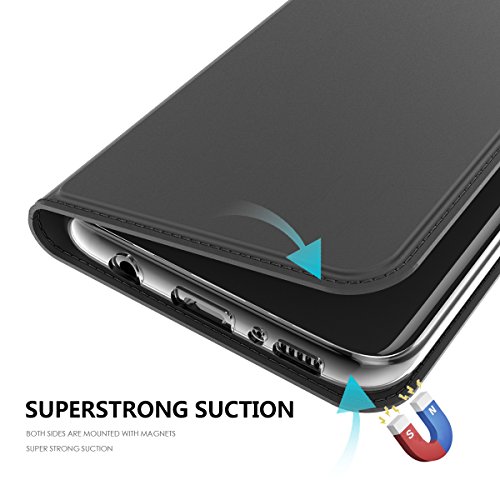 Samsung Galaxy S8 Plus PU Leder hülle Case Moonmin® Bookstyle Klapphülle Wallet Tasche Flip Tasche mit Kartenfach und Ständer Anti-Rutsch Stoßfest hülle + StylusStift für Samsung Galaxy S8 Plus 2017 (Schwarz) - 4