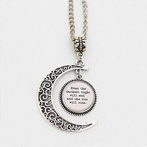 Charm Crescent Moon Les Miserables Necklace, Victor Hugo, Musicals, Classic Literature, Books Poetry Pendant