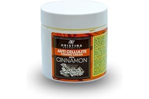 HRISTINA COSMETICS 100% Natural Anti Cellulite Cream with Coffee and Cinnamon. Firming and Tightening Cream for Body, Neck, Hands, Legs, and Stomach. Toning and Smoothing Skin. Slimming, Fat Burning, 200 ml.