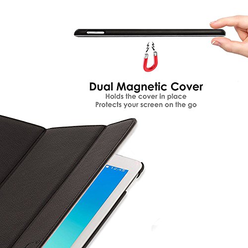 Forefront Cases Leder-Schutzhülle mit Smart-Auto Sleep-/Wake-Funktion, für Samsung Galaxy 25.65 cm, Tab Pro-black_p schwarz schwarz Galaxy Tab E 9.6 - 5