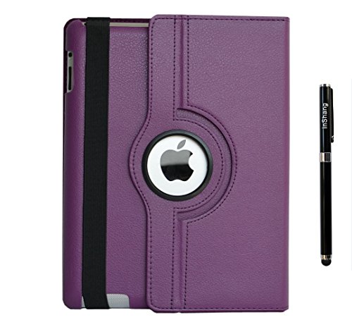 inShang Hülle für Apple iPad 2 iPad 3 iPad 4, Edles PU Leder Tasche Hülle Skins Etui Schutzhülle Ständer Smart Case Cover für Tablet iPad, Super Automatische Einschlaf-/Aufwach funktion, 360 Grad rotierende Schutzhülle mit Standfunktion + inShang Logo hochwertigen Stylus Eingabestift Stift