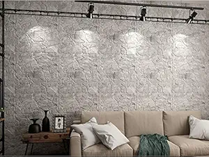 TANLEX 3D Foam Brick Stone Ceiling Wall Panels self Adhesive Wallpaper for Home Decor 70 cm x 70 cm,Thickness 7mm (1, Mixed Grey)