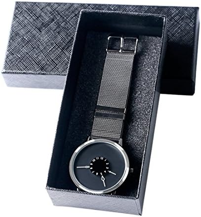 XIGEYA Fashion PAIDU Black Dial Gray Stainless Steel Mesh Band Wristwatch Best Gift for Men Women