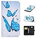 Produktbild Honghushop PU Leder Hülle für Samsung Galaxy J5 2017 Brieftasche Klapphülle Flip Case Blau Schmetterling Design Ledertasche Schutzhülle für Galaxy J530 Stand Folio Hülle Etui Scratch Magnetverschluss Fächern Karten Handyhülle für Samsung Galaxy J5 2017