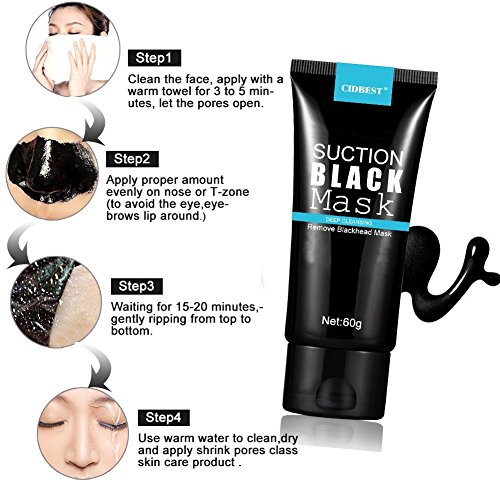 Black maske, Peel off maske, Mitesser Maske, Black Mask, Gesichtsmasken Schwarz, Blackhead Remover Mask, CIDBEST® Suction Schwarz Mud Purifying Peel-off-Maske, Tiefenreinigung Mitesser Entferner Anti Akne Öl-Kontrolle Purifying Black Head maske Mitesserentferner - 5
