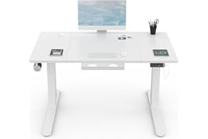 Devoko Höhenverstellbar Schreibtisch 120x80cm mit USB Ladeanschluss, 3 Memory-Steuerung and Anti-Kollisions Technologie, Elektrisch Computertisch Stehpult Tisch mit Rollen(Weiß)