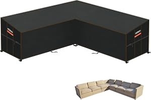 HEIMUNI Housse Imperméable de Canapé Extérieur Forme de L, Housse de Protection pour Mobilier Bâche Salon de Jardin, Couverture pour Meubles de Jardin Bâche Extérieur Anti UV, 300x300x100x90/65cm
