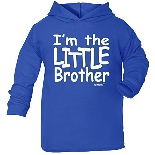 Fonfella Baby I'M THE LITTLE BROTHER DESIGN COTTON HOODIE TEE (12-24 Months - ROYAL BLUE)