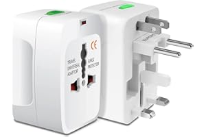 YUMMICI Prise de Voyage pour Plus de 150 Pays Adaptateurs universels compacts et légers compatibles avec des Prises pour EU/UK/USA/USA, avec 2 Ports USB