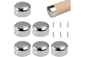 REBANKY 6 Pcs Handrail End Caps 3 Pairs Banister Handrail Cap Round Stainless Steel with 6 Pcs Screws for 45mm Handrail