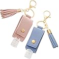 WOAILIANGEJINJIN 2 Pcs Portable Squeeze Bottles Refillable Bottle Leather Keychain Holders Hand Sanitizer Containers with Hook for Travel, Outdoor Activities, School