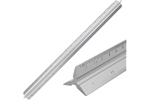 Cyleibe Architektonisches Lineal aus Aluminium, dreieckig, metrisch 1:20, 1:25, 1:50, 1:75, 1:100, 1:125, Standard 30,5 cm, für Architekten, Studenten, Zeichner und Ingenieure, Silber