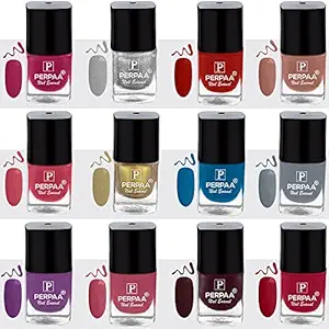 PERPAA Trendy Quick-drying, Long-Lasting Gel Based Nail Polish Combo of 12 (Multicolor Combo no. 1)
