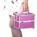 tinkertonk Professional Aluminium Beauty Cosmetic&Makeup Case Toiletry Storage Nail Hairdressing Vanity Box Jewelry Case Cosmetics Box Trolley (Pink Pink)