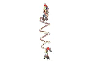 SHEENS 1.6 M Bird Spiral Rope Perch Parrot Cage Hemp Swing Swing con Bell Spiral Standing Toys para Loros Grandes y medianos pequeños