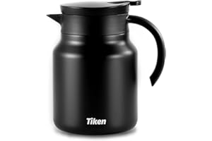 Tiken 1L Thermos per Caffè, Caraffa Termica in Acciaio Inossidabile a Doppia Parete, Isolata per Bevande Calde e Fredde