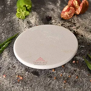 Jaipur Ace Indian Marble Roti Maker/White Rolling Pin Board 10 Inch Diameter (Stone)