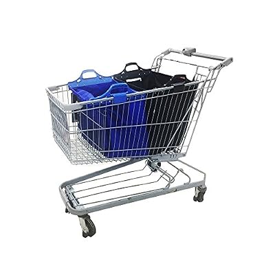 VAIIGO Sac à provisions réutilisable Vaiigo, grands sacs de shopping solides sacs d'épicerie supermarché chariot de courses sac chariot de courses (lot de 2) bleu/noir