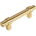 10 Pack - Cosmas 161-3BB Brushed Brass Euro Style Cabinet Bar Handle Pull - 3" Inch (76mm) Hole Centers