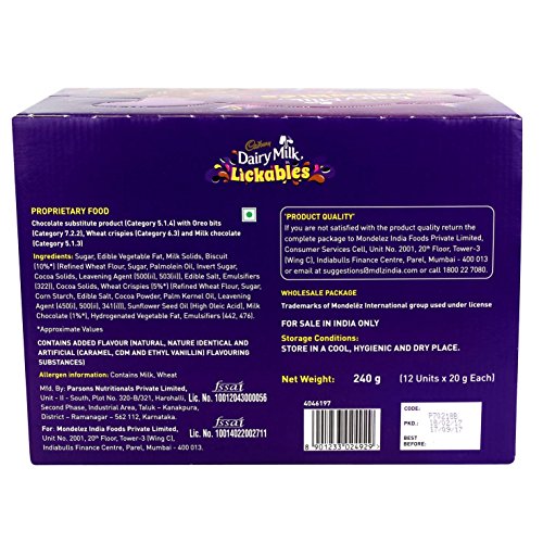 Cadbury Dairy Milk Lickables Chocolate, 20g (Pack of 12)