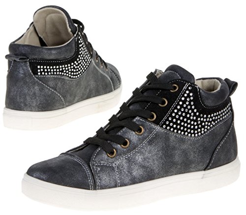 Preisvergleich Produktbild Damen Sneaker Freizeitschuh Damen Sneaker Schnuerschuhe Schuhe Turnschuhe Damenturnschuhe Halbschuhe, Farbe Schwarz Nero, Gr. 36