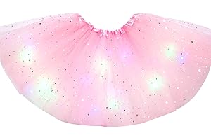 YODITI Falda Tutú Para NiñAs, Falda Tutú Con Estrellas Y Lentejuelas, Falda De Tul Con Luces, Colores NeóN, Brillante, Vestido Fiesta, Vestido De Baile, Disfraz De Carnaval, Vestido De Princesa Para NiñOs