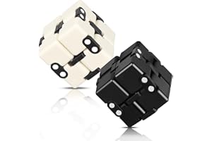 Powmag Infinity Cube Metal, Magic Infinity Flip Cube Decompression Toy, Pack of 2 Infinity Cube Toys, Infinity Cube, Mini Sensory Toy Stress Relief Tool Game Accessories