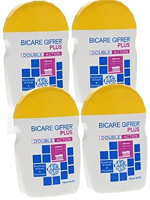 Gifrer Bicare Plus Double Action Bicarbonate de Soude + Bromélaïne - Lot de 4 x 60 g