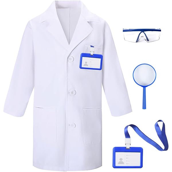 Smiffy's Kids Dentist Costume Kit - Lab Coat & Awful Teeth For Dress-Up, Ages 7-9, Size Medium