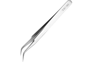 APAUSVCM Precision Tweezers, Stainless Steel Fine Tip Curved Craft Tweezers Professional Lash Tweezer for Eyelash Extension, Electronics, Soldering, Experimental Work, Jewelry-Making, Crafting