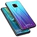 Produktbild AVIDET Huawei Mate 20 Pro Hülle, 2-in-1 Soft Silikon TPU mit Gehärtetem Glas Back Cover Case Silikonhülle für Huawei Mate 20 Pro (Lila-Blau)