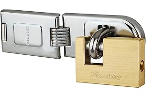 Master Lock 606720EURD Set de Portacandadiocon Bisagra y Candado rectangular con Llaves, CM