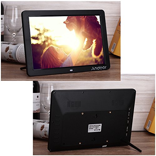 Andoer 12 Wide Screen HD LED Digital-Bilderrahmen 1280 * 800 elektronische Bilderrahmen mit Fernbedienung Mehrere Funktionen LED-Uhr-Kalender MP3 MP4 Video-Player Unterstützung viel Sprachen - 3