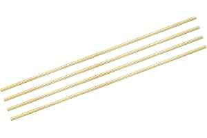 sourcing map 4pcs Brass Rods (5.5mm)7/32 Inch x (354mm)14 Inch Brass Solid Round Stock Lathe Bar for Knife Handles Pin DIY Craft Model Plane