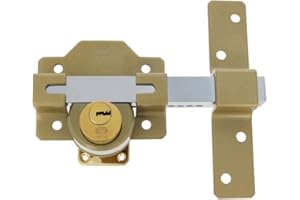 Amig - Cerrojo de Sobreponer con Cilindro Redondo Interior y Exterior Mod. 4-105 x 170 mm - Cerradura de Seguridad con Llave - Incluye 5 Llaves de Punto - Acero Martelé