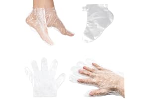MKEMKA Paraffinbad Handmaske und Fuß Maske Set 100 Stück Paraffinbad für Hände 100 Stück Clear Plastic Einwegstiefel Paraffin Bad Liner Fussmaske Handfolie für Hände Füße Hautpflege