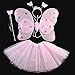 Produktbild Kasit 4Stk Set Fairy Prinzessin Schmetterling Party Kostüm Wing Stab Stirnband Kleid Mädchen Fairy Rod Fairy Prinzessin Kostüm School Show - Pink