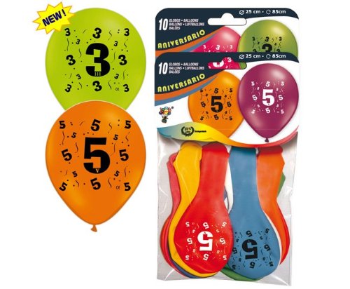 10 bunte Luftballons mit der Zahl: 6 // Umfang: 85cm // Helium geeignet // Luftballon Party Feier Kinder Geburtstag Kindergeburtstag Kinderparty Baby Sechs Six