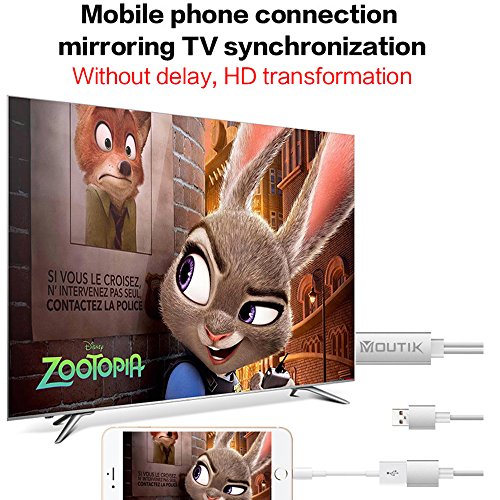 Moutik® Blitz zu HDMI Kabel Adapter USBPTV HDMI 1080P HDTV Projektor Anzeige für iPhone 7 7Plus 6S 6 Plus,für iPad,für Samsung S8 S7 Note 7 Note 6 Silber - 7