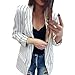 Produktbild Yazidan Frauen Mantel Damen Viertel Langarm Kimono Gestreift Bluse Stilvoll Staubwedel Blazer Elegant Jacke Formal Sweatshirt Sexy Überzieher Herbst Outfits Mode Startseite Kleidung(Weiß,L)