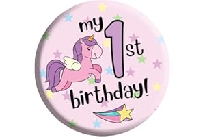 LIMALIMA Birthday Unicorn Badge 1st Birthday 1 Today For Girls In Pink