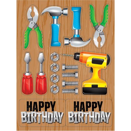 72-teiliges Sticker-Set * BAUARBEITER * als Deko für Kindergeburtstag oder Mottoparty // Handyman von Creative Converting // Kinder Geburtstag Werkzeuge Bob Baustelle Aufkleber