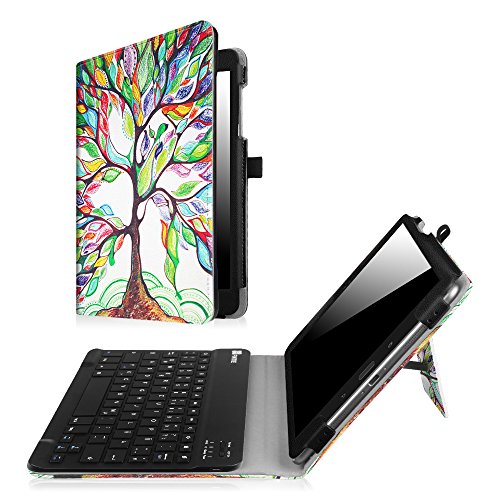 Fintie ASUS ZenPad 3S 10 Z500M Bluetooth Tastatur Hülle Keyboard Case - Ultradünn leicht SmartShell Ständer Schutzhülle mit magnetisch abnehmbar drahtloser Bluetooth Tastatur für Asus ZenPad 3S 10 Z500M 9,7 Zoll (2016 Modell) Tablet-PC, Liebesbaum