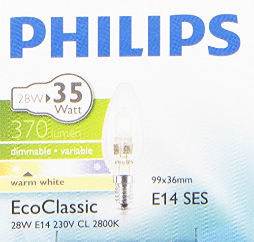 Philips 25265120 EcoClassic 30 E14 B35 Brilliantes Halogenlicht 28W in Kerzenform, klar - 7
