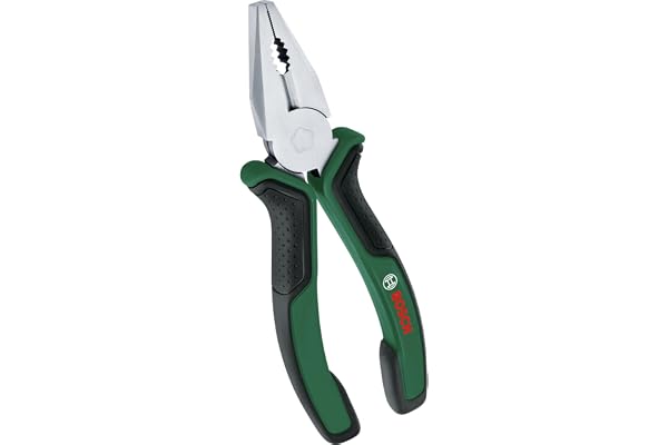 BOSCH Combination Pliers 180mm (7") Versatile for Gripping, Cutting, Twisting, Bending Durable Carbon Steel Ergonomic Anti-Slip Handles Precision-Machined Jaws for Clean Cuts