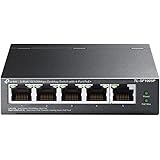 TP-Link PoE Switch 5-Port 100 Mbps, 4 PoE+ ports up to 30 W for each PoE port and 67 W for all PoE ports, Metal Casing, Plug 